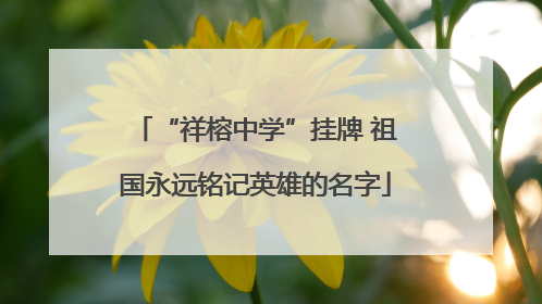 “祥榕中学”挂牌 祖国永远铭记英雄的名字