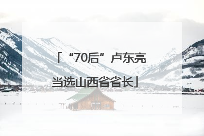 “70后”卢东亮当选山西省省长