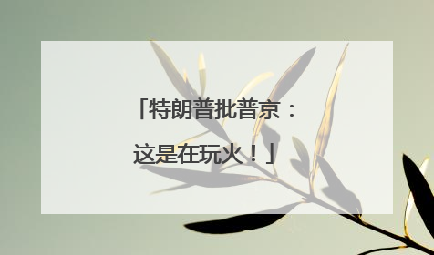 特朗普批普京：这是在玩火！