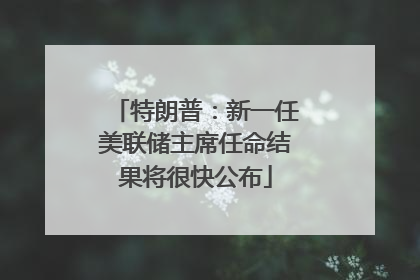 特朗普：新一任美联储主席任命结果将很快公布