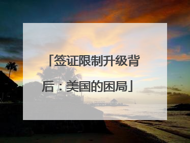签证限制升级背后：美国的困局