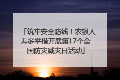 筑牢安全防线！农银人寿多举措开展第17个全国防灾减灾日活动