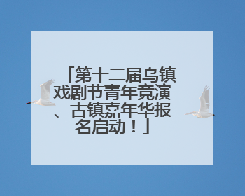 第十二届乌镇戏剧节青年竞演、古镇嘉年华报名启动！