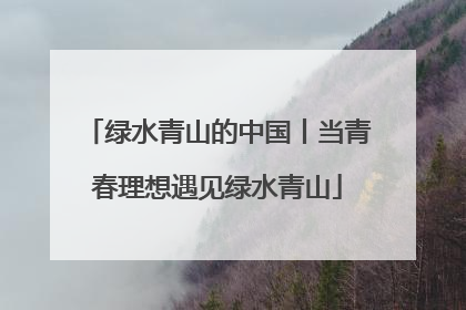 绿水青山的中国丨当青春理想遇见绿水青山