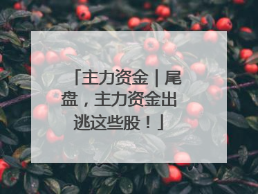 主力资金｜尾盘，主力资金出逃这些股！