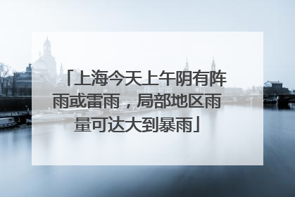 上海今天上午阴有阵雨或雷雨，局部地区雨量可达大到暴雨