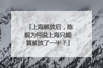 上海解放后，陈毅为何说上海只能算解放了一半？