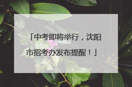 中考即将举行，沈阳市招考办发布提醒！