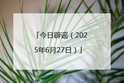 今日辟谣（2025年6月27日）