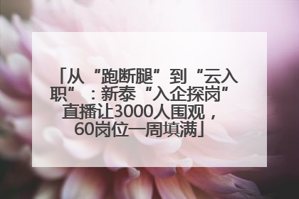 从“跑断腿”到“云入职”：新泰“入企探岗”直播让3000人围观，60岗位一周填满
