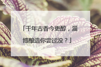 千年古香今更醇，淄博酿造你尝过没？