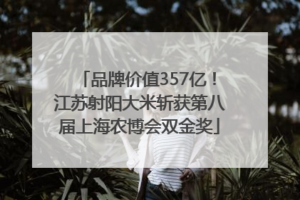 品牌价值357亿！江苏射阳大米斩获第八届上海农博会双金奖