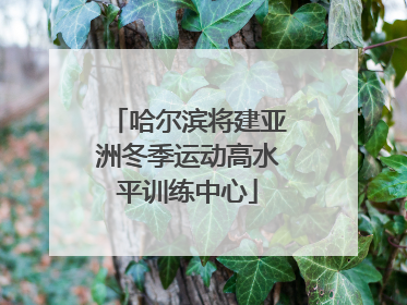 哈尔滨将建亚洲冬季运动高水平训练中心