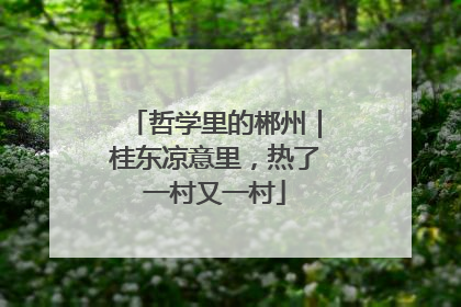 哲学里的郴州｜桂东凉意里，热了一村又一村