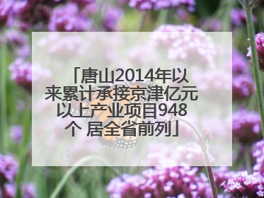 唐山2014年以来累计承接京津亿元以上产业项目948个 居全省前列