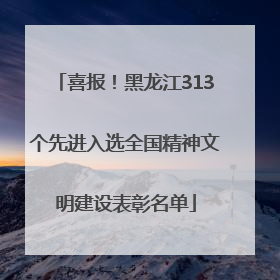 喜报！黑龙江313个先进入选全国精神文明建设表彰名单