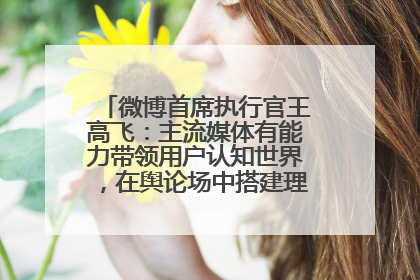 微博首席执行官王高飞：主流媒体有能力带领用户认知世界，在舆论场中搭建理性的讨论空间