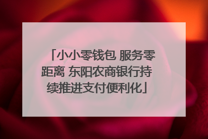小小零钱包 服务零距离 东阳农商银行持续推进支付便利化