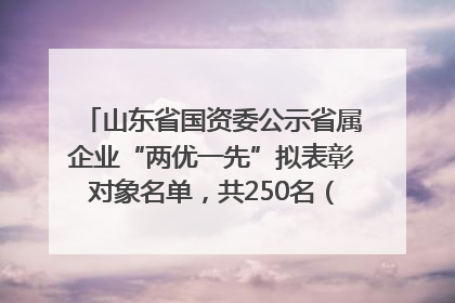 山东省国资委公示省属企业“两优一先”拟表彰对象名单，共250名（个）党员和党组织