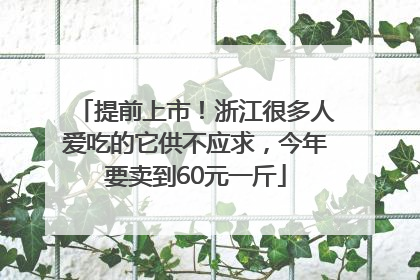 提前上市！浙江很多人爱吃的它供不应求，今年要卖到60元一斤