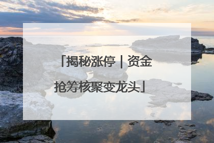 揭秘涨停｜资金抢筹核聚变龙头