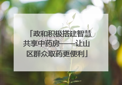 政和积极搭建智慧共享中药房——让山区群众取药更便利