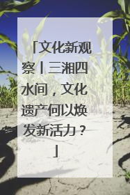 文化新观察丨三湘四水间，文化遗产何以焕发新活力？