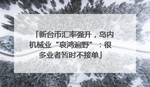新台币汇率强升，岛内机械业“哀鸿遍野”：很多业者暂时不接单