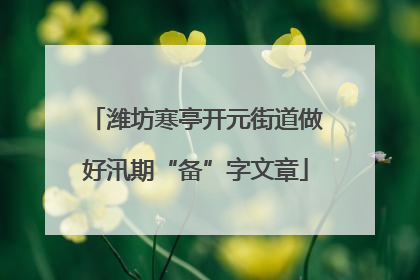 潍坊寒亭开元街道做好汛期“备”字文章