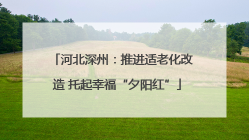 河北深州：推进适老化改造 托起幸福“夕阳红”