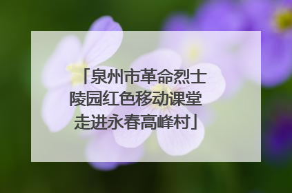 泉州市革命烈士陵园红色移动课堂走进永春高峰村