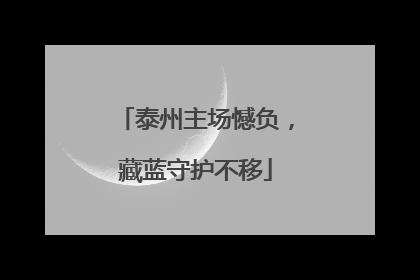 泰州主场憾负，藏蓝守护不移