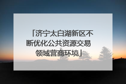 济宁太白湖新区不断优化公共资源交易领域营商环境