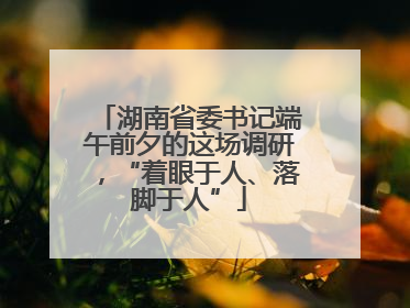 湖南省委书记端午前夕的这场调研，“着眼于人、落脚于人”