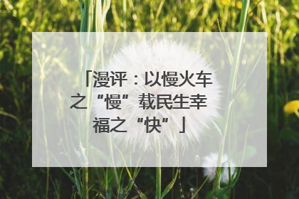 漫评：以慢火车之“慢”载民生幸福之“快”