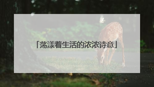 荡漾着生活的浓浓诗意