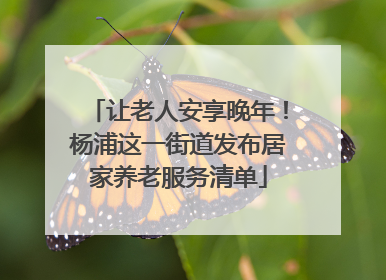 让老人安享晚年！杨浦这一街道发布居家养老服务清单