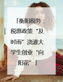 衡阳税务：税惠政策“及时雨”浇灌大学生创业“向阳花”