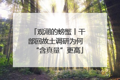 观潮的螃蟹丨干部回故土调研为何“含真量”更高