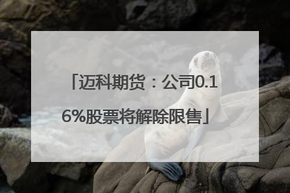 迈科期货：公司0.16%股票将解除限售
