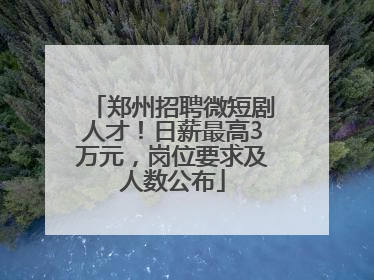 郑州招聘微短剧人才！日薪最高3万元，岗位要求及人数公布