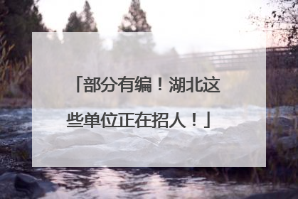 部分有编！湖北这些单位正在招人！