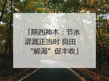 陕西神木：节水灌溉正当时 良田“解渴”促丰收