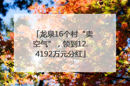 龙泉16个村“卖空气”，领到12.4192万元分红