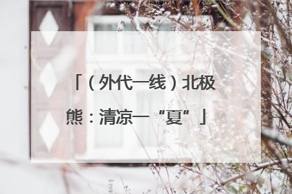 （外代一线）北极熊：清凉一“夏”
