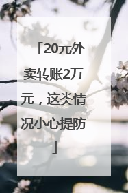 20元外卖转账2万元，这类情况小心提防
