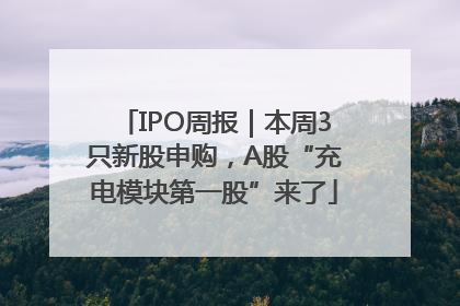IPO周报｜本周3只新股申购，A股“充电模块第一股”来了